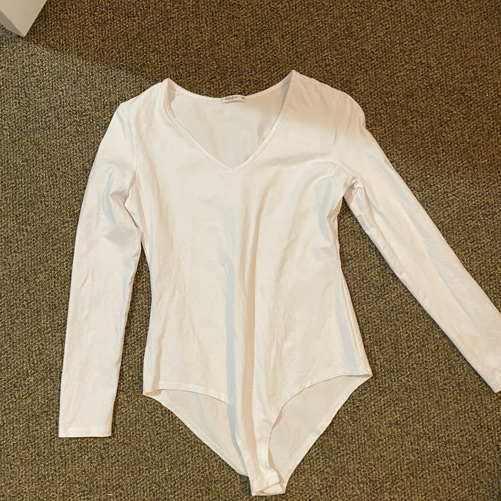 white v neck bodysuit
